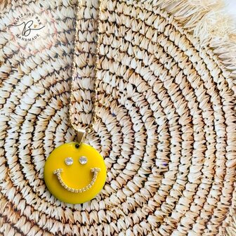 smiley strass ketting