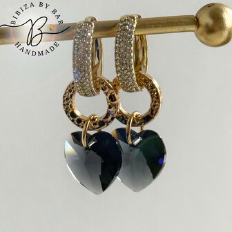 oorbellen bleu strass hearts