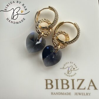 oorbellen bleu strass hearts