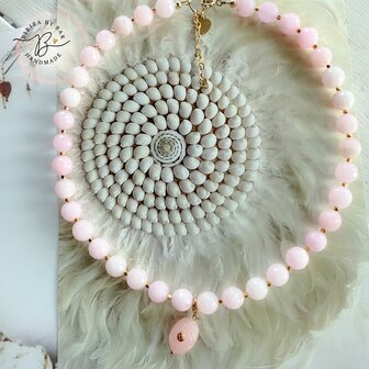 lovely pastel gemstone necklace soft pink