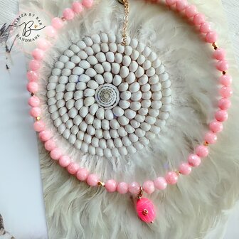 lovely pastel gemstone necklace hot pink
