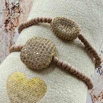 armband TAUPE strass 18 cm