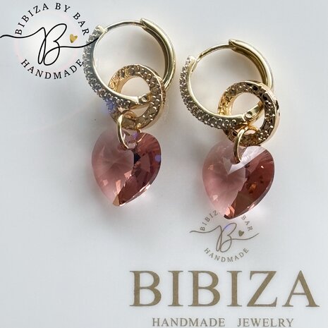 oorbellen pink strass hearts