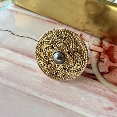 ring Positano gold/grey pearl