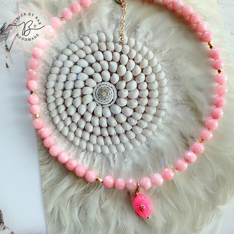 lovely pastel gemstone necklace hot pink