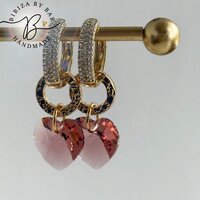 oorbellen pink strass hearts