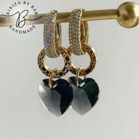 oorbellen bleu strass hearts