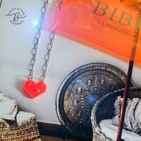 neon heart necklace gold filled orange