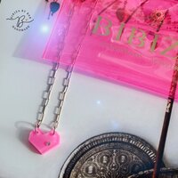  neon heart necklace gold filled pink