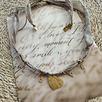 silk necklace light taupe love